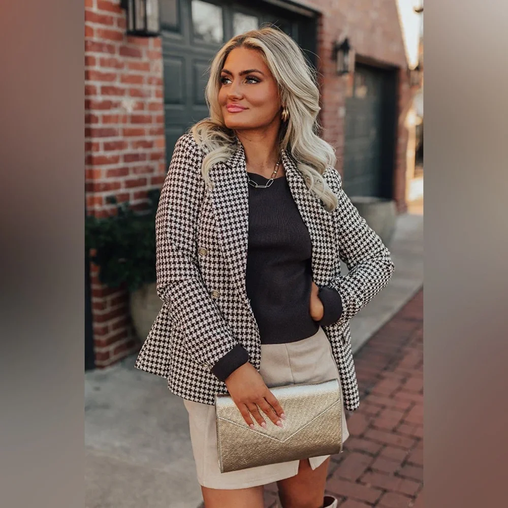 Vintage Black & White Houndstooth Blazer